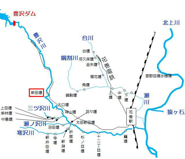 豊沢川流域図(昭和20年頃)